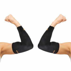 Set de 2 compresii pentru cot Thx4COPPER, textil/cupru, negru, L