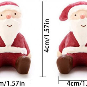 Set de 2 figurine Fleymu, model Mos Craciun, rasina, alb/rosu, 4 x 4 cm