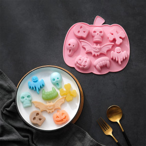 Set de 2 forme pentru bomboane de Halloween PAOLA BOLSSOM, silicon, roz, 20 x 25 cm