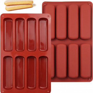 Set de 2 forme pentru piscoturi TULEBOLIAN, silicon, rosu inchis, 28 x 17 x 2,1 cm