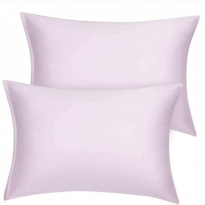 Set de 2 huse pentru perna Sourcing Map, satin, roz pal, 36 x 51 cm
