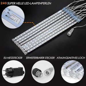 Set de 2 instalatii de Craciun Grandisk, 144 LED-uri, albastru, 30 cm