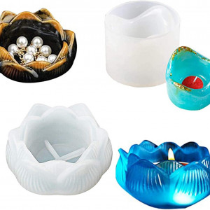 Set de 2 matrite pentru suporturi de lumanari Wenyue, silicon, alb, 6,3 x 5 cm / 8,8 x 4 cm
