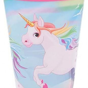Set de 2 pahare cu unicorni Ils i Love, plastic, multicolor, 260 ml