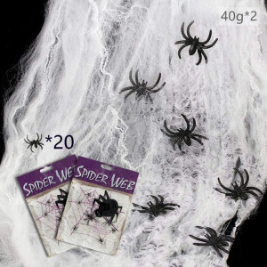 Set de 2 panze si 20 paianjeni pentru Halloween Maxee, bumbac/plastic, alb/negru