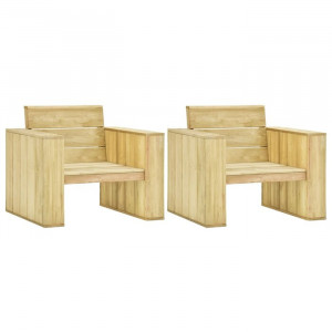 Set de 2 scaune de gradina Jeffers, lemn masiv, 76 x 89 x 76 cm