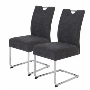 Set de 2 scaune Lopten I tesatura/otel, gri, 44 x 96 x 58 cm