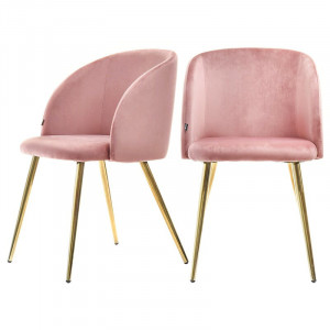 Set de 2 scaune tapitate Gary, roz/auriu, 83 x 55 x 54 cm