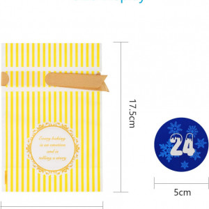 Set de 24 pungi cu autocolante pentru calendar de advent HAMOOM, multicolor, plastic/hartie, 17,5 x 11,8 cm / 5 cm