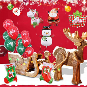 Set de 27 de baloane pentru Craciun Ropniik, rosu/alb/verde, folie/latex