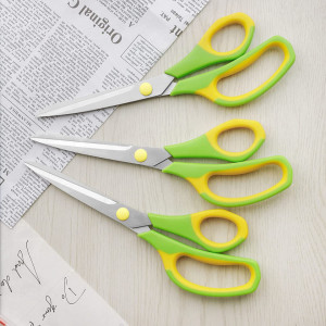 Set de 3 foarfeci Asdirne, plastic/otel inoxidabil, argintiu/galben/verde, 21,5 x 7 cm