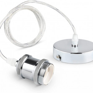 Set de 3 lustre tip pendul Befurglor, metal, crom, 10 x 120 cm
