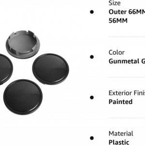 Set de 4 capace centrale pentru roti KitsPro, ABS/metal, gri, 56 mm/ 66 mm