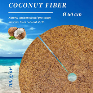 Set de 4 discuri multifunctionale de mulcire Cossteo, nuca de cocos, natur , 60 cm