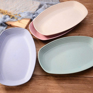 Set de 4 farfurii dreptunghiulare Zusammen, PP, multicolor, 30 x 18,5 cm