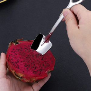 Set de 4 lingurite pentru fructe HEIGOO, otel inoxidabil, argintiu, 15,5 cm