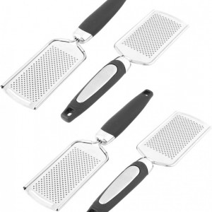 Set de 4 razatori pentru branza Sourcingmap, otel inoxidabil/plastic, argintiu/negru, 23.5 x 6 cm
