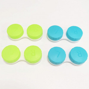 Set de 4 suporturi pentru lentile HEIGOO, galben/albastru, plastic, 6,5 x 2,5 x 1,2 cm