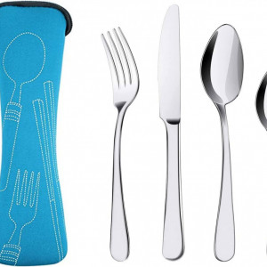 Set de 4 tacamuri Butyeak, otel inoxidabil, argintiu