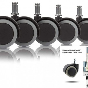 Set de 5 roti pentru scaun de birou JING, metal/cauciuc, gri/negru, 80 x 50 mm