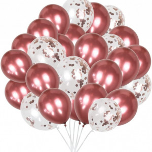 Set de 50 baloane Jiaer Sentai, latex, alb/rose, 30 cm