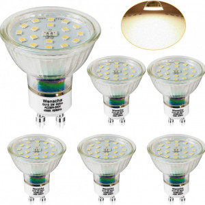 Set de 6 becuri Wenscha, LED, metal/plastic, alb, GU10, 5W, 4000 K