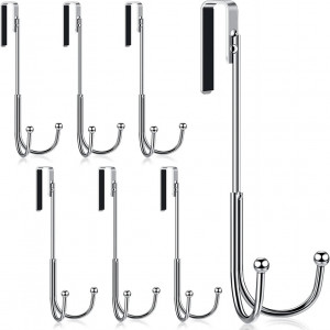 Set de 6 carlige pentru dus Queekay, otel inoxidabil, argintiu, 16,5 cm