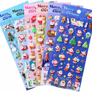 Set de 6 coli cu stickere 3D pentru Craciun Naler, spuma, multicolor