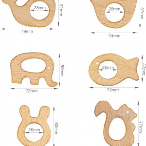 Set de 6 jucarii pentru dentitie bebelusi Zoiibuy, lemn, natur