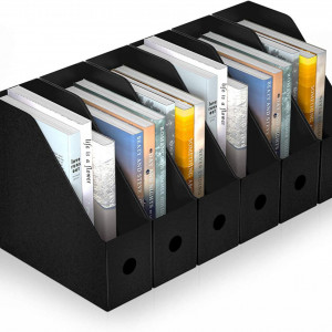 Set de 6 organizatoare pentru documente ABC, plastic, negru, 27 x 26 x 9 cm
