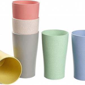 Set de 6 pahare Generic, plastic, multicolor, 12,9 x 7,3 cm, 400 ml