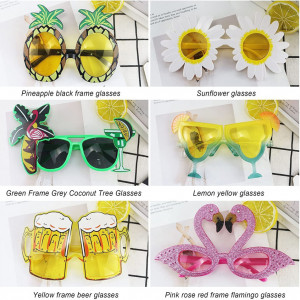 Set de 6 perechi de ochelari pentru recuzita foto JellnZs, Hawaiian Tropical, PPT, multicolor
