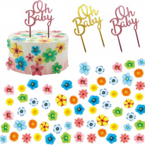 Set de 80 decoratiuni pentru tort DNWFZ, carton, multicolor