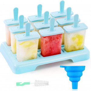 Set de 9 forme pentru inghetata cu tava ANSMIO, polipropilena, albastru deschis