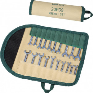 Set de mini chei combinate GOLD DEER, 20 piese, otel carbon, argintiu