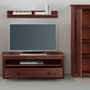 Set de mobilier pentru living Sofia Home Affaire, lemn masiv/sticla, maro inchis, 4 piese