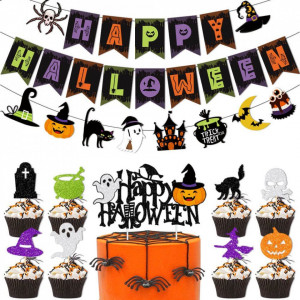 Set de petrecere pentru Halloween ZYOOO, hartie, multicolor, 13 piese