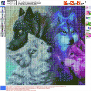 Set de pictura cu diamante ParNarZar, model lupi, multicolor, 40 x 40 cm