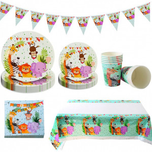 Set de vesela pentru petrecere Amycute, carton/plastic, multicolor, 82 piese