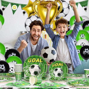 Set de vesela pentru petrecere fotbal Formemory, multicolor, hartie 95 piese, 20 persoane