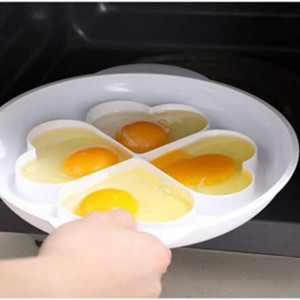 Set forma pentru oua cu capac OUKEYI, plastic, alb/transparent, 26,4 x 6,3 cm