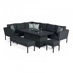 Set lounge/ gradina tapitat Padowski, 8 locuri, 4 piese, negru