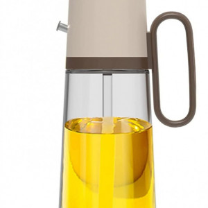 Set pulverizator pentru ulei si o perie MORGIANA, sticla/silicon, transparent/maro/bej, 112,5 x 255 mm, 550 ml