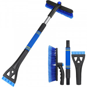 Set racleta cu perie de zapada pentru curatarea parbrizului Venga amigos, metal/PP/PVC, negru/albastru, 64-80 x 23,5 cm