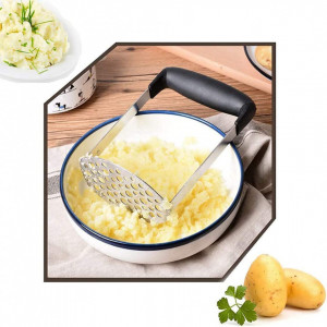 Set taietor/zdrobitor de cartofi YingCaiXu, otel inoxidabil, argintiu/negru