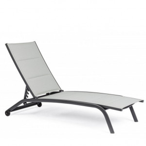 Sezlong reglabil Cleo, aluminiu/textil/plastic, gri/alb, 192 x 96 x 61 cm