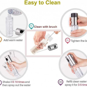 Sticla cu pulverizator pentru ulei/otet CBEI, sticla/otel inoxidabil, transparent/argintiu, 18 x4 cm