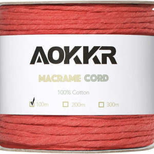 Sul de ata pentru macrame Aokkr, bumbac, portocaliu, 100 m