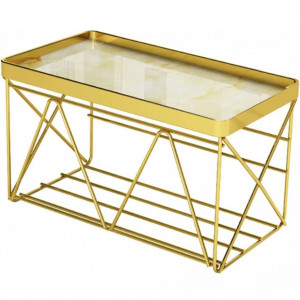 Suport pentru accesorii baie/ bucatarie Forthcan, metal, auriu, 23 x 12,5 x 12,5 cm