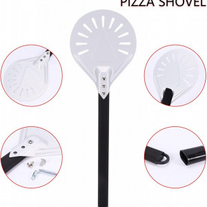 Ustensila pentru Pizza Coairrwy argintiu/negru, aliaj de aluminu, 18 x 55 cm